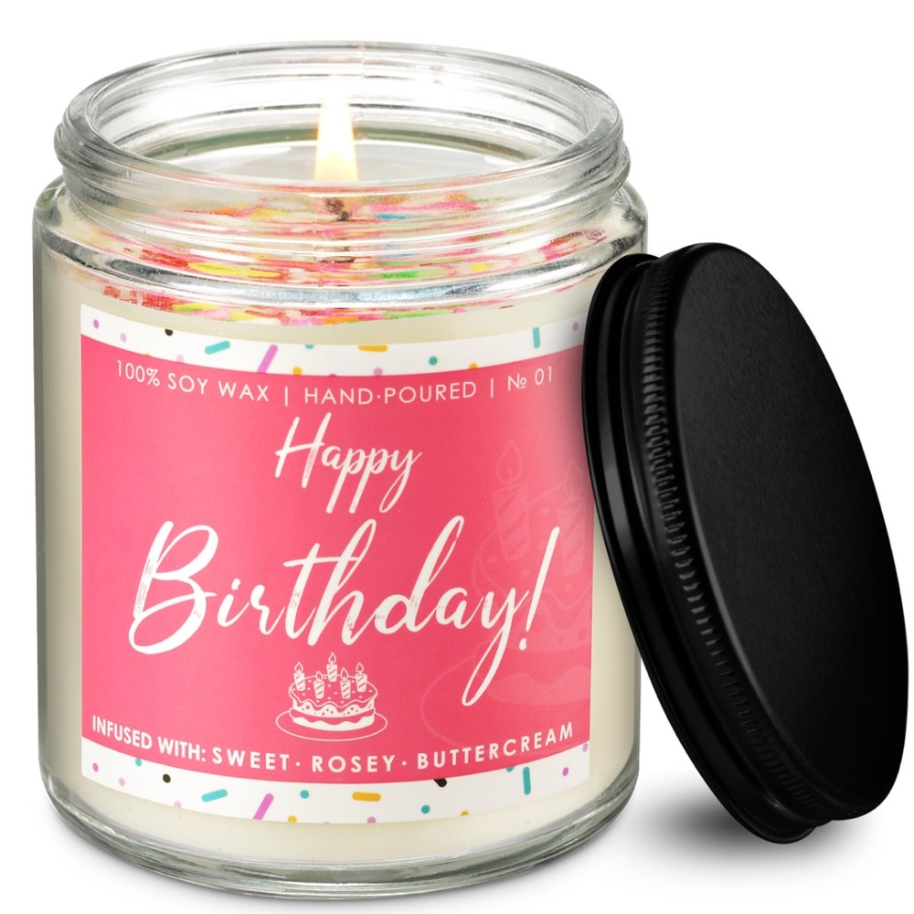 NWT 7oz‎ Happy Birthday Pink Scented Candle